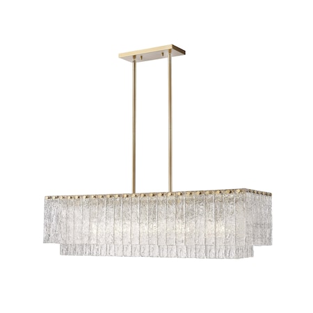 Z-Lite Glacier Linear Chandelier, 5-Light, 11.75 In.W x 42.75 In.L x 11.5 In.H, Modern Gold/Clear 1943-42L-MGLD